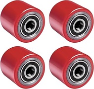 Set of 4 Pallet Trolley Castors Polyurethane 80 x 70 mm, Axle 20 mm Including Ball Bearing Wheels fo