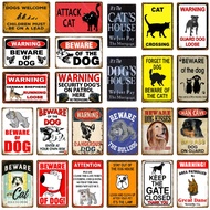 Warning Danger Metal Signs Beware Of The Dog Cat Poster Vintage Wall Plaque Pub Bar House Painting M