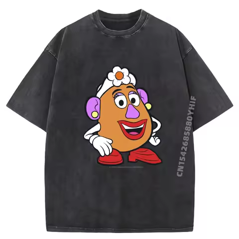 Mens Graphic Tees Mrs Potato Head Big Portrait Mens Korean Fashion Washed Clothes Mens Funny Printed