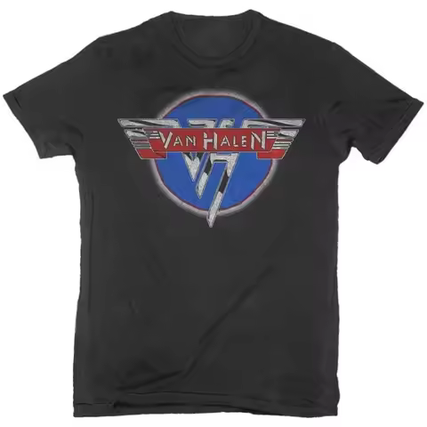 Van Halen Classic Wing Logo Print Cotton Vintage T-Shirt Hard Rock Streetwear Unisex Crew Neck Short