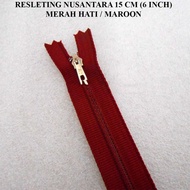 Resleting Zipper Sleting 15 cm / 6 inch Merah Hati Maroon Marun Merk N