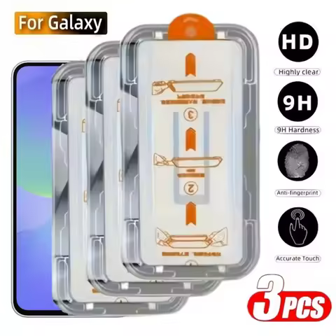 3Pcs One Click Installation Tempered Glass for Galaxy A15 A16 A25 A26 A35 A36 A53 A55 A56 A73 5G 4K 