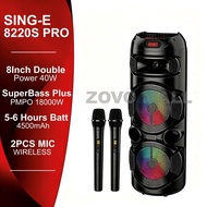 SING-E ZQS 8220S PRO Double 8 inch High Power 40W Full Bass Adjustable Bluetooth Speaker With 2Pcs M