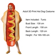 Adult Kids Funny 3D Print Food Sausage Hot Dog Costumes Halloween Men Women Family One-Piece Pizza C