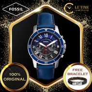 [Authentic *FREE BRACELET*] Fossil Grant Chronograph Blue Leather Men Watch Jam Tangan Lelaki FS5373