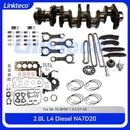 Engine Crankshaft main Rod bearing Full gasket set Timing chain kit For 06-20 2.0 2.0L BMW N47D20 N4