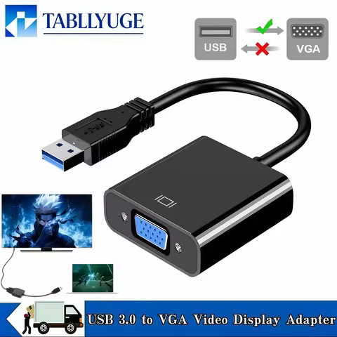 USB 3.0 to VGA Adapter External Video Card Multi Display Converter for Win 7/8/10 Desktop Laptop PC 