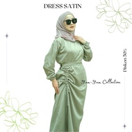 DRESS SERUT SATIN | GAMIS SERUT ABELIA DRESS | BAJU KONDANGAN BRIDESMAID WANITA SATIN SILK