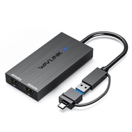 WAVLINK USB 3.0 or USB C to Dual HDMI Splitter Extended Display for Dual Monitor, Displaylink Adapte