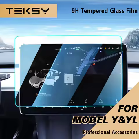 TEKSY 9H Tempered Glass Film for 2026 Tesla Model Y L 6 Seater Juniper 16 inch Front Screen Rear Dis