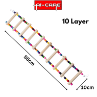 Bird Bridge Interactive Toy Colourful Beads Natural Wood Long Ladder Climbing Toy Stair Parrot Budgi