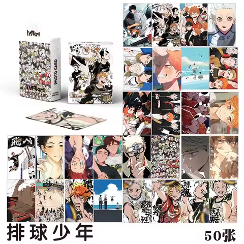 50 Pcs/Set Anime Haikyuu!! Laser Lomo Card Cartoon Characters Mini Postcard HD Photocard Cosplay Gif