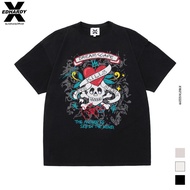 [EDHARDY X] Street Wear t-Shirt Summer Tattoo Elements Hot Diamond Skull Round Neck Short-Sleeved T-