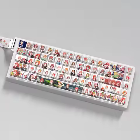 64 Keys The Quintessential Quintuplets Keycaps Anime Side Print Key Caps PBT Cherry Profile for Mech