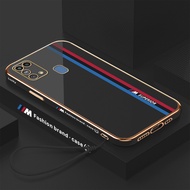 Andyh Free Lanyard +cellphone case For Samsung Galaxy M31 Fashion Racing Car Logo M Square Edge Pattern Casing Plated Phone Shell Luxury Plating Soft Phone Case