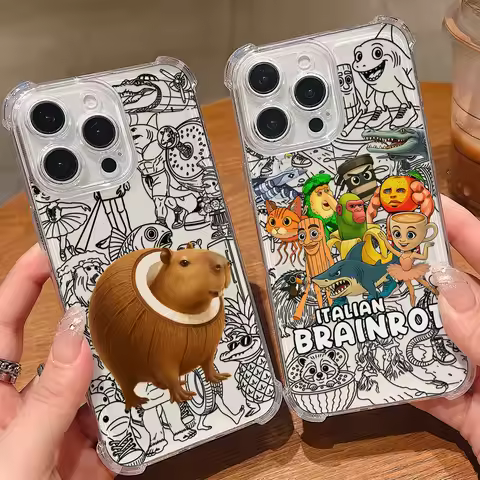 BRAINROT Animal Anti Fall Clear Phone Case For Xiaomi Redmi 14C 13C 12C K50 K40 Note 14 13 12 11 10 