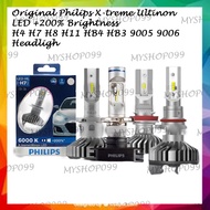 Original Philips X-treme Ultinon LED +200% Brightness H4 H7 H8 H11 HB4 HB3 9005 9006 Headlight Bulb Mentol Lampu Lamp