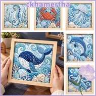 CKHAMPH Kinusaiga Fabric Art Kit, Crab Turtle Whale Ocean Series DIY Fabric Art Kit, Creative No-Sew
