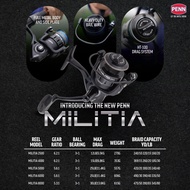 PENN MILITIA 2500 4000 5000 6000 8000 Spinning Fishing Reel Mesin Pancing FULL METAL BODY