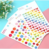 Simple Colourful Star Love Circle Round Design DIY Diary Album Decoration Journal Sticker 彩色爱心五角星圆形纸