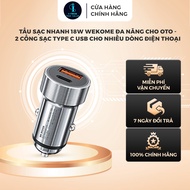 Wekome Multifunctional 18W Fast Charger for Cars - 2 Type C & USB Charging Ports Car Charger Fast Ch