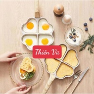 Heart-shaped Shaped stone frying pan, heart-Shaped 4-compartment frying pan, convenient non-stick egg frying pan