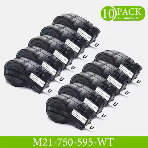 1-10PK Compatible for Brady BMP21-Plus M21-750-595 19.1mm Black on White 3/4' Vinyl Label Cartridge 