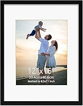 Hoikwo 1 pack 12x16 Black Plastic Frame with Plastic Cover matted to 8.5x11, for 8.5 by 11 Certifica