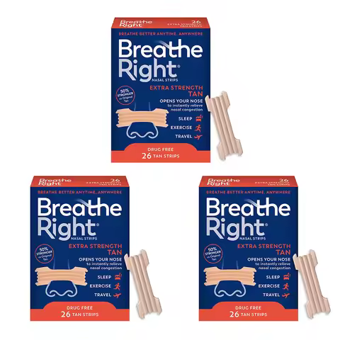 Breathe Right Nasal Strips Extra Strength Tan Nasal Strips,Stop Snoring Drug-Free Snoring Solution &