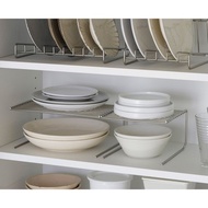 家事問屋日本製304不鏽鋼雙層兩用碗盤收納架18cm