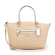 กระเป๋าถือ COACH แท้ ผ้าลาย SIGNATURE สายหนังแท้ มีสายยาว รุ่นใหม่ COACH 58875 PRAIRIE SATCHEL IN SIGNATURE JACQUARD Chalk