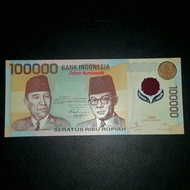 Uang Kuno Langka Polymer Rp 100000 Soekarno Hatta Tahun 1999 UNC