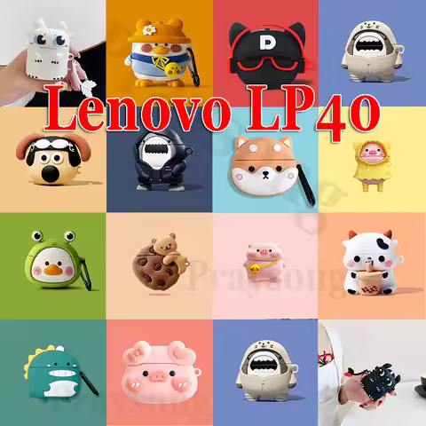 Fashion Animals Cover for Lenovo LP40 Case Protective Cover Silicone Capa Lenovo Earphone Funda Thin