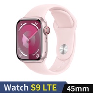 Apple Watch S9 LTE 45mm粉紅鋁錶殼配淡粉運動錶帶(S/M)