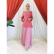 Set Blouse Plain Skirt Pleated Labuh Muslimah/Women Wear Skirt