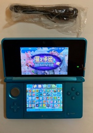 90%新，靚Mon，開心版3DS天藍色主機(128GB大容量全套) + USB充電線