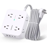 Surge Protector Power Strip - HANYCONY 8 Outlets 4 USB (2 USB C) Charging Ports, Multi Plug Outlet E