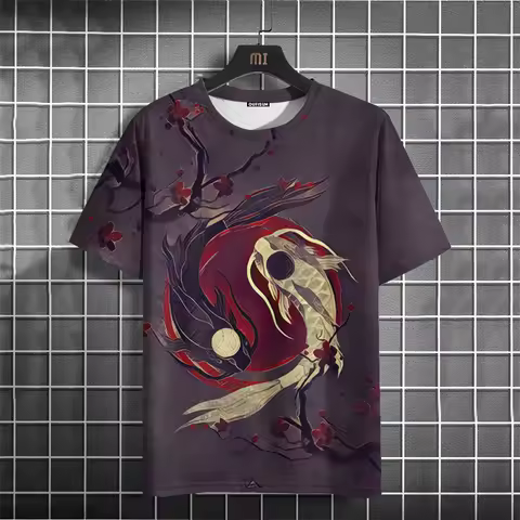 Fashion Japanese Ukiyo-e Graphic T Shirts For Men Trend Summer Short Sleeve 3D Printed T-shirts Loos