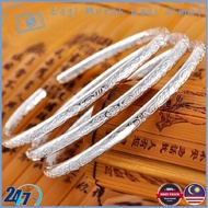 925 S006 Bracelet Sterling Silver Women Men Fashion Silver Plated Flower Engraved Open Bangle Bracelet Jewelry Gift
