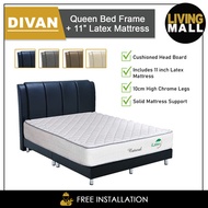 Living Mall Leather Divan Bed frame Queen Size With 11 inch I Latex Natural Mattress