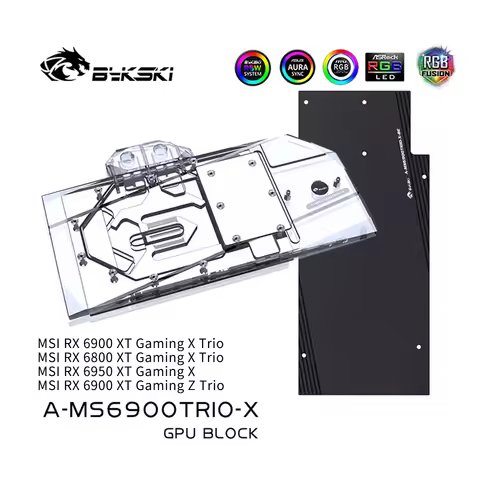Bykski GPU Block , For MSI RX 6800 6900 6950 XT Gaming X Trio , Full Cover Liquid Cooler GPU Water C