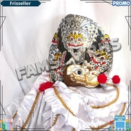 Barongan Telon Vip Size 22 Full Wood Barongan Caplokan Kayu Golden White Fm -38