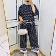 Keyra Pajamas Kulot One Set Kemeja Lengan 7/8 Rayon Motif Busui Nyaman Adem Celana Panjang