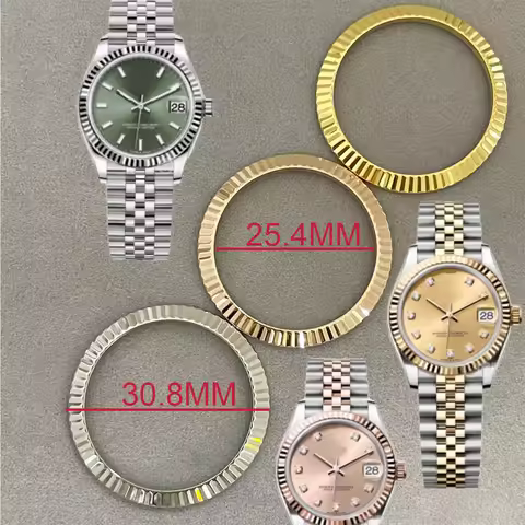 High-Quality 316L Stainless Steel Plating Gold Rosegold Fluted Bezel For RLX DateJust 31MM Mechanica
