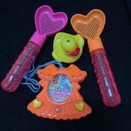 吹泡泡玩具兩隻+套圈圈玩具機+黃色小鴨洗澡玩具@c376