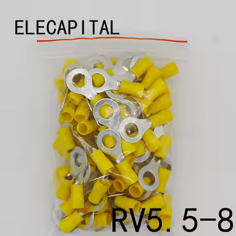 RV5.5-8 Yellow Ring insulated terminal suit 4-6mm2 Cable Wire Connector cable Crimp Terminal 50PCS/P