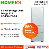 Hitachi 3 Door Solfege Glass Fridge 375L R-SG38KPS