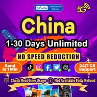 China eSIM 5G High Speed 1-30 Days 2GB-30GB Unlimited Data China Unicom eSIM card with vpn