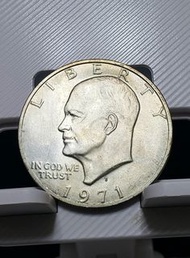 (少有1971-s美國銀幣)  1971年美國艾森豪威爾一美元大銀幣  s- 三藩市鑄幣廠鑄造  接近未流通品相  有原轉光
