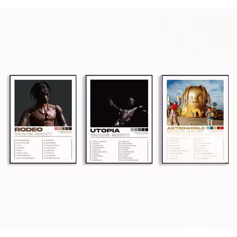 Modern Travis Scott Albums Art Cover Songs Music Rap Wall Aluminum Frame Canvas Painting Posters For